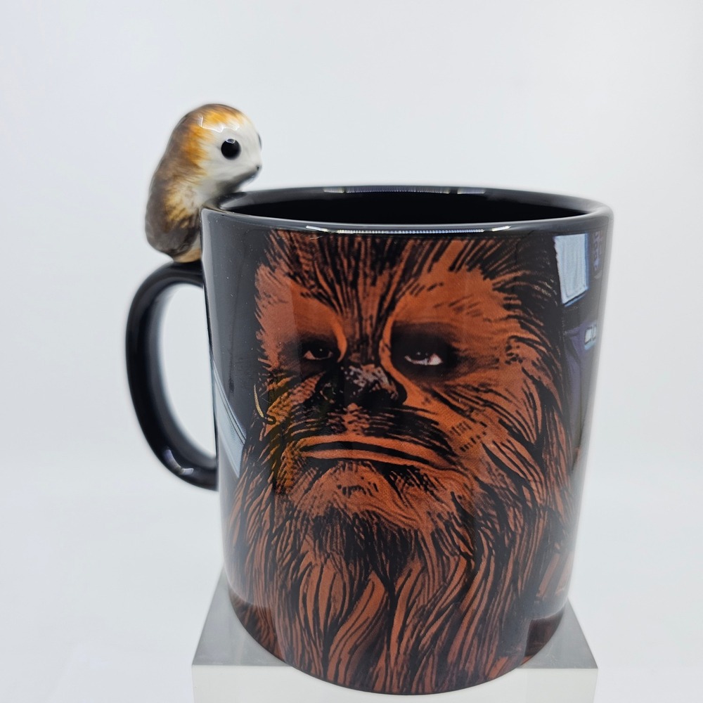 Star Wars Chewbacca and Porg Ceramic Coffee Mug Vandor 56111 Black
